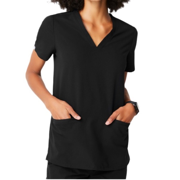 Figs Scrub Casma V-Neck Top Black Size X-small - Picture 1 of 12